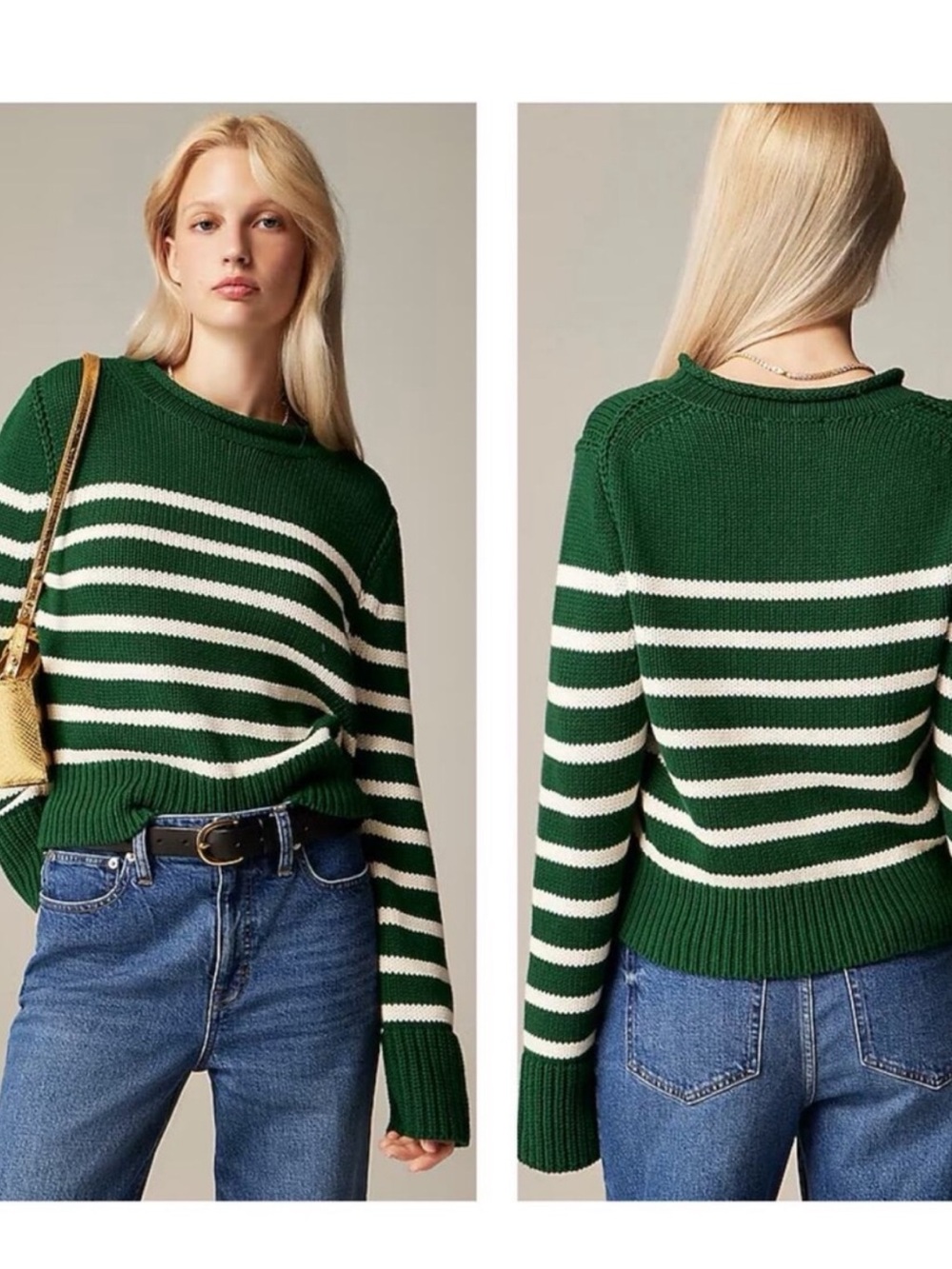JCrew 100% cotton striped rollneck